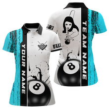 Load image into Gallery viewer, Ball 8 Grunge Ink Style Billiard Polo Shirts For Women Custom Name Billiard Shirt Colors YYD0069