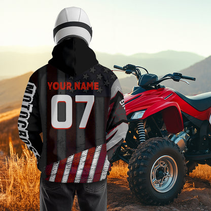 Custom Atv Motocross Hoodie Upf30+ Quad Bike Shirt Racing Adult Youth Kid American Flag Dirt Bike Hooded  NHN005