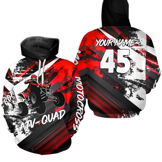 Red Custom ATV Motocross Hoodie Men Women Quad Shirt ATV Riding Hoodie MHATV26