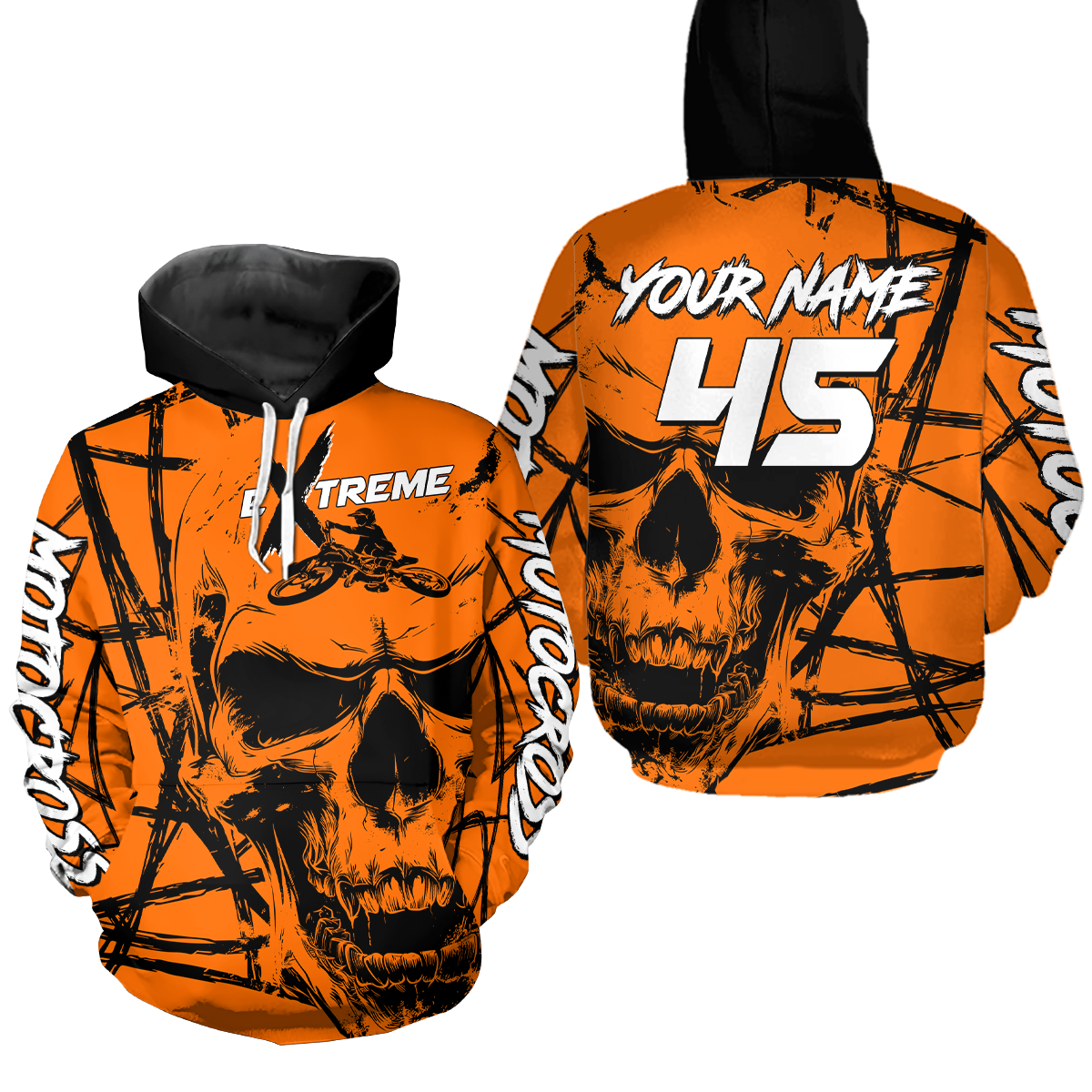 Orange Motocross Hoodie Custom for Men Women Dirt Bike Racing Hoodie Riding Shirt MH159