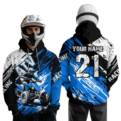 Blue Atv Motocross Hoodie Custom Off-Road Quad Bike Hoodies For Men Women Kid Youth NHN006