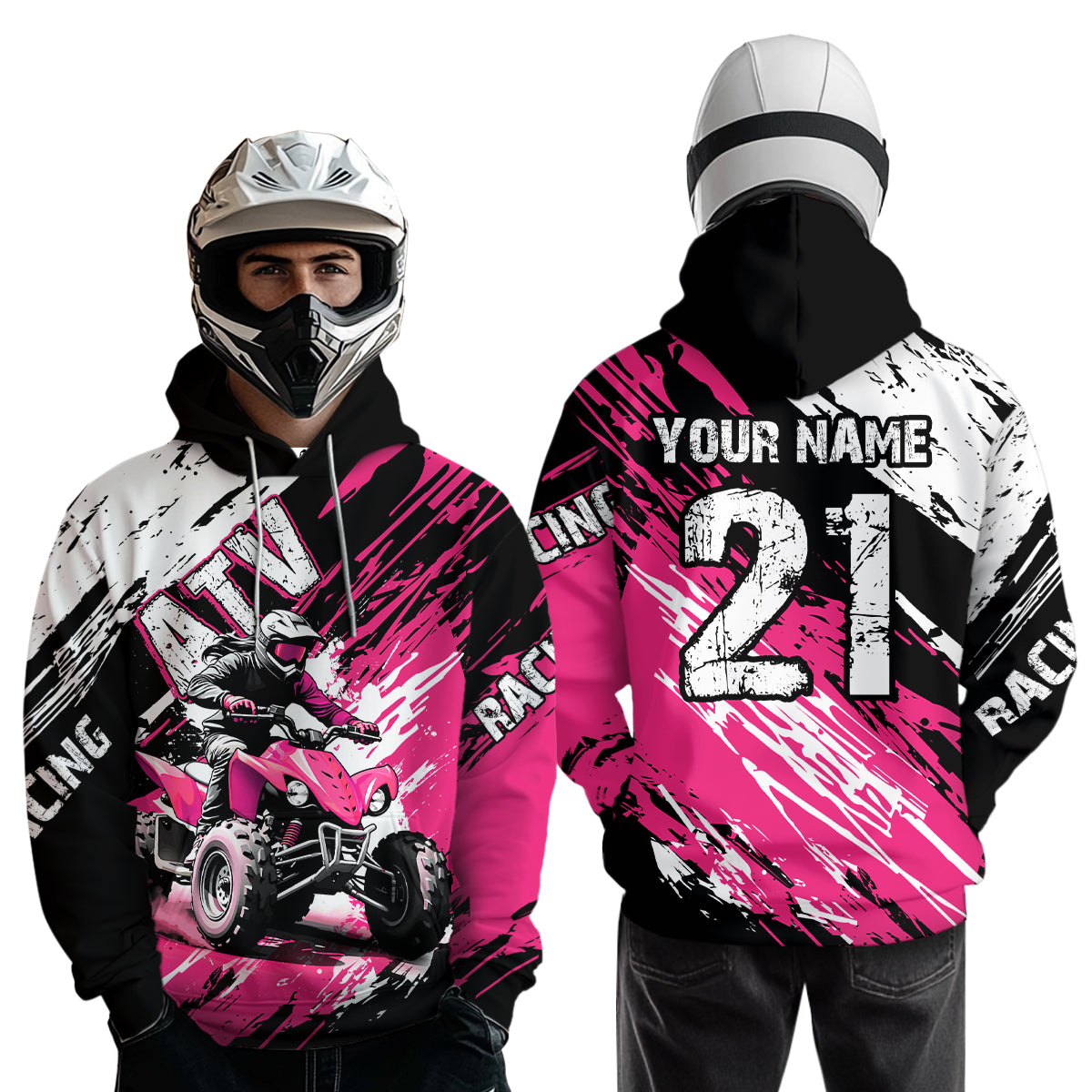 Pink Atv Motocross Hoodie Custom Off-Road Quad Bike Hoodies For Men Women Kid Youth NHN006
