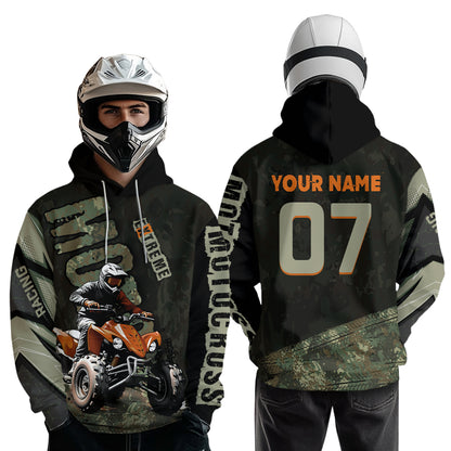 Camo Quad Bike Hoodie For Adult Atv Motocross Hooded Jersey Retro Off-Road Extreme Quad Shirt Vintage NHN005
