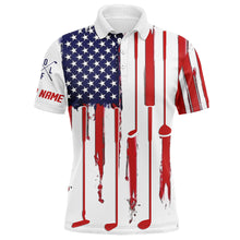 Load image into Gallery viewer, Personalized different types of golf clubs golf polos shirt for men and women American flag A40