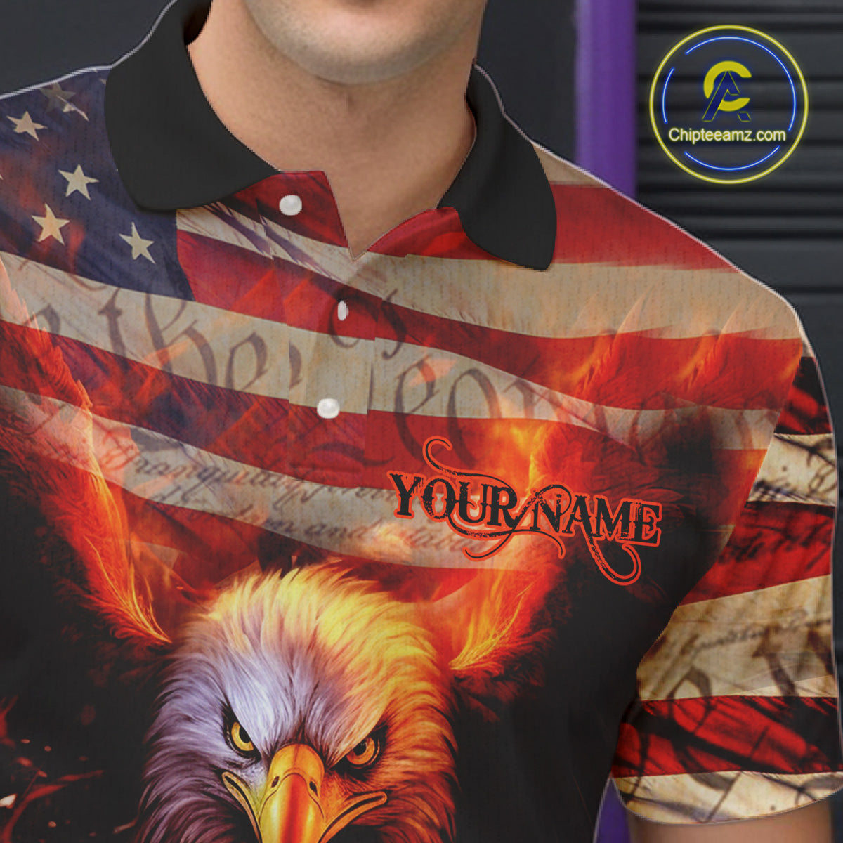 American Flag We The People Custom Eagle Bowling Shirts For Men, Patriotic Bowling Team Jerseys IPHW5287