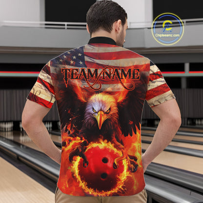 American Flag We The People Custom Eagle Bowling Shirts For Men, Patriotic Bowling Team Jerseys IPHW5287