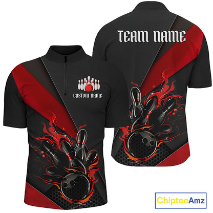 Multi Colors And Styles Custom Name Fire Flame Bowling Team Shirts For Men, Women And Kids IPHW6185