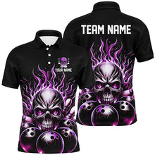 Load image into Gallery viewer, Personalized Multi-Color Skull Bowling Shirt For Men, Women And Kids, Custom Team'S Name Flame Bowler Jerseys IPHW5927