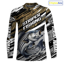 Load image into Gallery viewer, Striped Bass Fishing Camo Long Sleeve Fishing Shirts, Custom Striper Tournament Fishing Jerseys IPHW5954