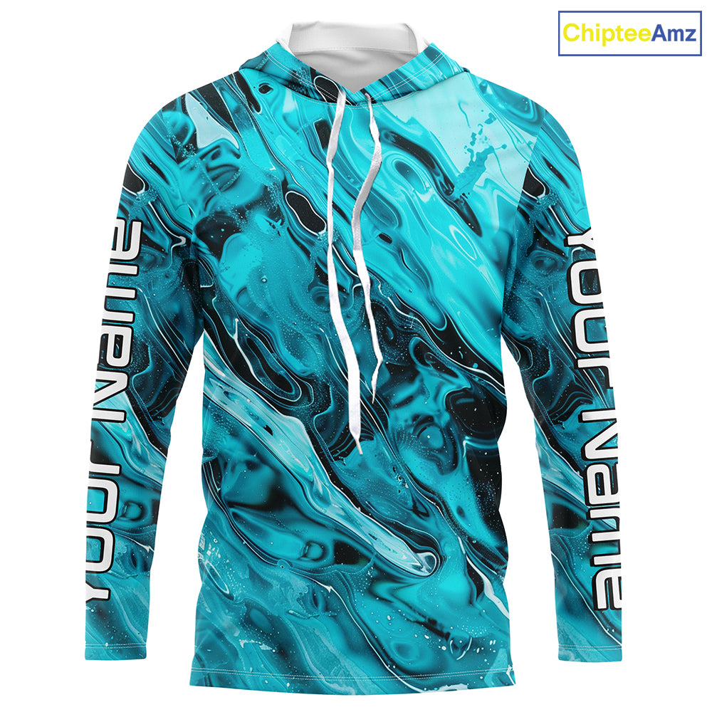 Blue Water Ripple Camo Custom Long Sleeve Performance Fishing Shirts, Uv Protection Fishing Jerseys IPHW5969