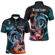 Load image into Gallery viewer, Blue Smoke Custom Dragon Bowling Team Polo Shirts For Men, Dragon Bowling Tournament Shirt IPHW8322