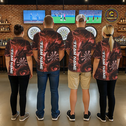 Custom Red Thunder Lightning Dragon Dart Jerseys, Multi Styles Dart Team Shirts For Men, Women And Kid IPHW10397