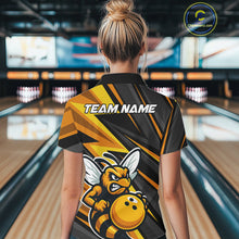 Load image into Gallery viewer, Custom Black And Yellow Bee Bowling Polo Shirts For Women, Bowling Team Uniform IPHW9046