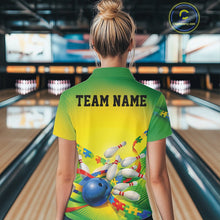 Load image into Gallery viewer, Custom Autism Awareness Bowling Women Quarter-Zip Shirt, Puzzles Ribbon Bowler Outfits IPHW11211