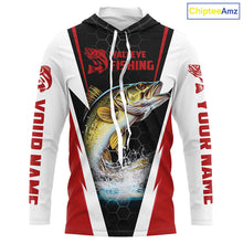 Load image into Gallery viewer, Custom Walleye Fishing Jerseys, Walleye Long Sleeve Tournament Fishing Shirts | Red IPHW5714