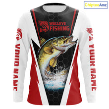 Load image into Gallery viewer, Custom Walleye Fishing Jerseys, Walleye Long Sleeve Tournament Fishing Shirts | Red IPHW5714