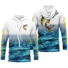 Load image into Gallery viewer, Custom Walleye Fishing Jerseys, Walleye Long Sleeve Performance Fishing Shirts | Blue IPHW5717