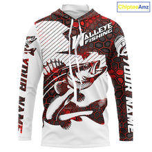 Load image into Gallery viewer, Custom Walleye Fishing Jerseys, Walleye Fishing Long Sleeve Fishing Tournament Shirts | Red Camo IPHW5732