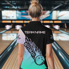 Load image into Gallery viewer, Green And Purple Custom Strike Bowling Women Quarter-Zip Shirts, Bowling Team Bowler Outfit IPHW8824