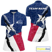 Load image into Gallery viewer, Custom Bowling Pattern Texeas Bowling Women Quarter Zip Shirt, Texas Bowling League Shirt IPHW9630