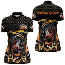 Load image into Gallery viewer, Custom Black And Yellow Flame Dragon Bowling Women Quarter-Zip Shirts, Bowling League Shirt IPHW8839