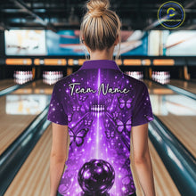 Load image into Gallery viewer, Custom Purple Galaxy Bowling Lane Butterfly Bowling Team Women Quarter-Zip Shirt IPHW10917