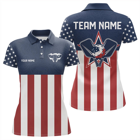 Custom Patriotic US Flag Pickleball Polo Shirts For Women, Pickleball League Shirt IPHW8120