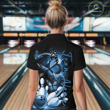 Load image into Gallery viewer, Custom Purple Butterfly Bowling Women Quarter-Zip Shirts With Team Name, Bowling Uniform IPHW10948