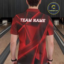 Load image into Gallery viewer, Person wearing a red and black bowling shirt with 'TEAM NAME' on the back, standing in a bowling alley.