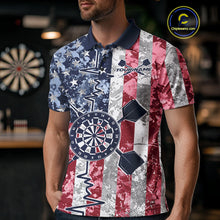 Load image into Gallery viewer, Custom US Flag Patriotic Dart Pulse Line Polo Shirts For Men, Dart Team Shirt IPHW9649