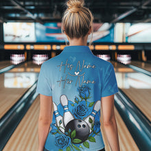 Load image into Gallery viewer, Custom Blue Valentine Bowling Quarter-Zip Shirts For Women, Bowling And Roses Couple Outfit IPHW8351