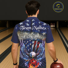 Load image into Gallery viewer, Customized Blue Eagle Bowling Shirt Patriotic Hawaiian Bowling Jersey For Men US Bowling IPHW7110