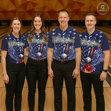 Load image into Gallery viewer, Customized Eagle Bowling Shirt Patriotic Polo Bowling Jersey For Men US Bowling | Blue IPHW7110