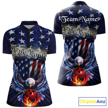 Load image into Gallery viewer, Customized Eagle Bowling Shirt Patriotic Polo Bowling Jersey For Women US Bowling | Blue IPHW7110