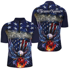 Load image into Gallery viewer, Customized Eagle Bowling Shirt Patriotic Polo Bowling Jersey For Men US Bowling | Blue IPHW7110