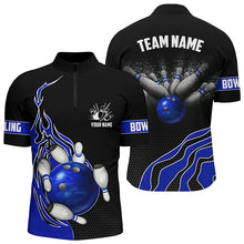 Load image into Gallery viewer, Blue Flame Bowling Polo Shirts For Men Bowling Ball, Custom Bowling Team Jerseys Bowler Outfits IPHW5217