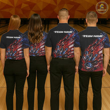 Load image into Gallery viewer, Custom Patriotic Flame Bowling Shirts, American US Flag Bowling Team Jerseys Freedom 4Th Of July Bowling Shirt IPHW10432
