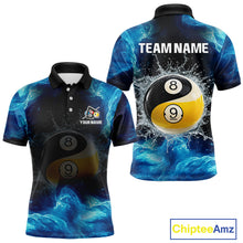 Load image into Gallery viewer, Personalized Water Yin &amp; Yang Billiard Polo &amp; Quarter-Zip Shirt For Men 8 Ball Billiard Team Jersey NYN2833
