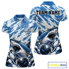 Load image into Gallery viewer, Shirt with shark design and customizable text on a white background