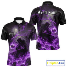 Load image into Gallery viewer, Custom Purple Fire Grim Reaper Bowling Polo Shirts For Men, Halloween Bowling Shirt IPHW9466