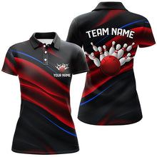 Load image into Gallery viewer, Black, Red And Blue Custom Patriotic Bowling Shirts For Women, Us Bowling Team Shirts IPHW7112