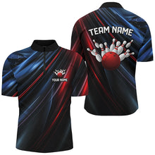 Load image into Gallery viewer, Black, Red And Blue Custom Patriotic Bowling Shirts For Men, Us Bowling Team Shirts IPHW7113