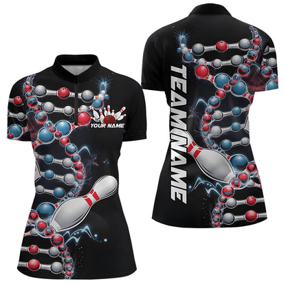 Bowling Is In My Dna Custom Bowling Team Quarter-Zip Shirts For Women, Bowling League Shirt IPHW8372