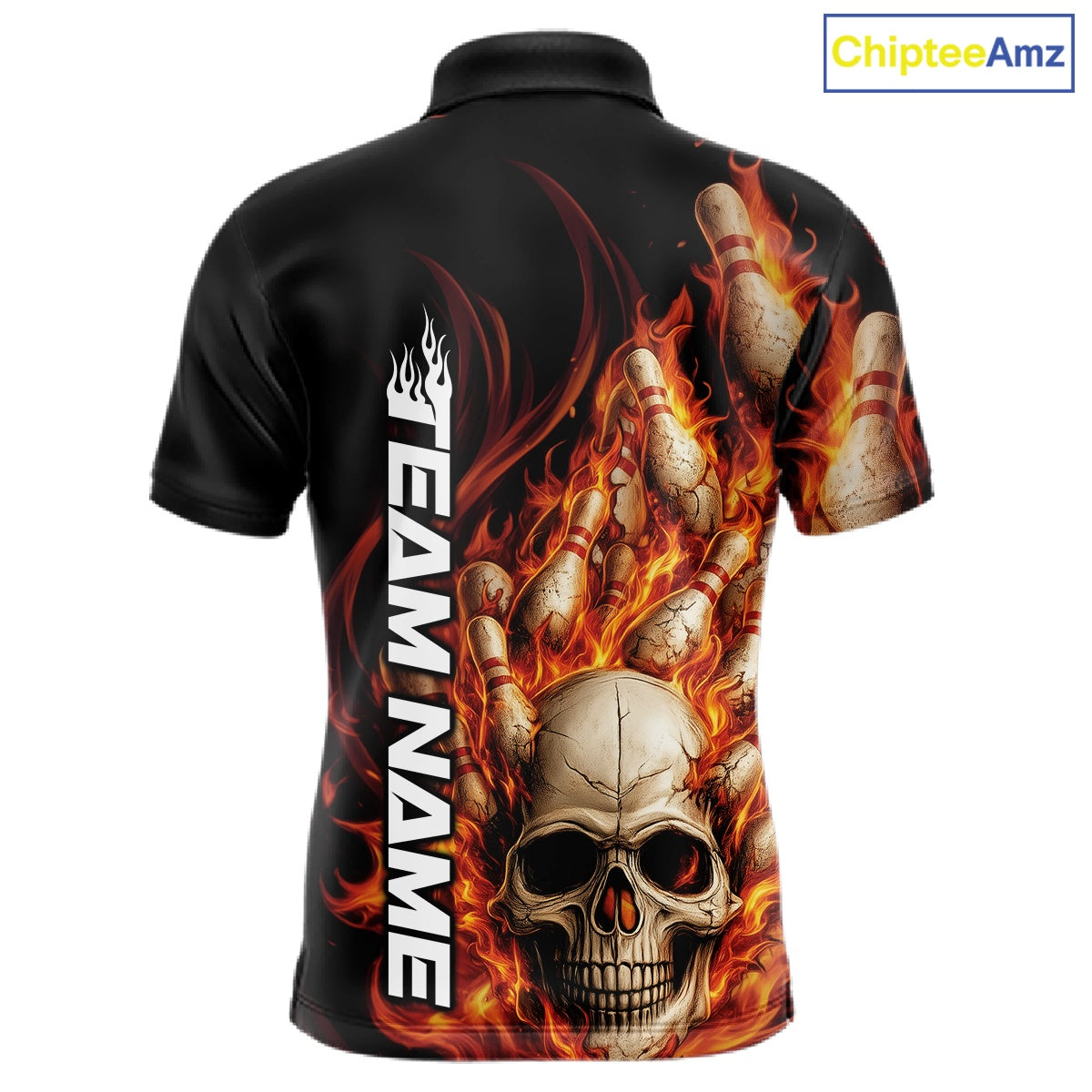 Custom Multi Styles Flame Skull Halloween Bowling Team Shirts, Fire Bowling Tournament Shirt Bowling Jerseys IPHW10438