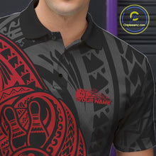 Load image into Gallery viewer, Custom Black And Red Maori Style Koru Spiral Tribal Men Bowling Polo Team Shirt IPHW10950