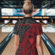 Load image into Gallery viewer, Custom Black And Red Maori Style Koru Spiral Tribal Women Bowling Polo Team Shirt IPHW10950