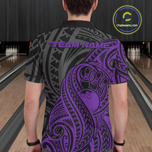 Load image into Gallery viewer, Custom Black And Purple Maori Style Koru Spiral Tribal Men Bowling Polo Team Shirt IPHW10951