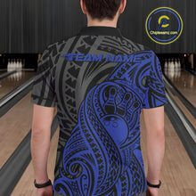 Load image into Gallery viewer, Custom Black And Blue Maori Style Koru Spiral Tribal Men Bowling Polo Team Shirt IPHW10952