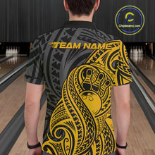 Load image into Gallery viewer, Custom Black And Yellow Maori Style Koru Spiral Tribal Men Bowling Polo Team Shirt IPHW10953