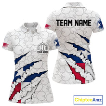 Load image into Gallery viewer, Custom Texas Flag Bowling Team Polo Shirts For Women, Texas Bowling League Shirt IPHW9834